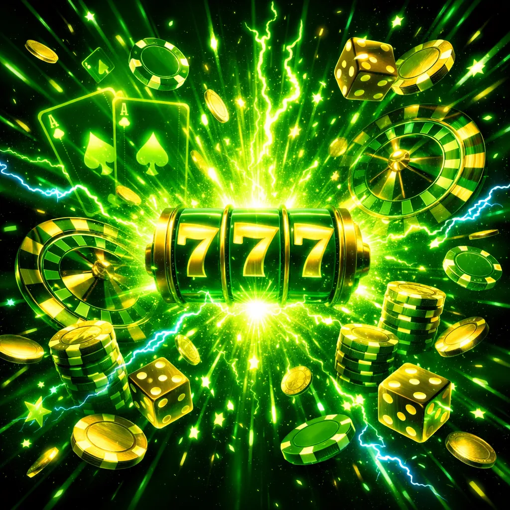 A single glowing casino chip suspended in dark void with radiant energy at its edges, surrounded by slowly orbiting gold coin