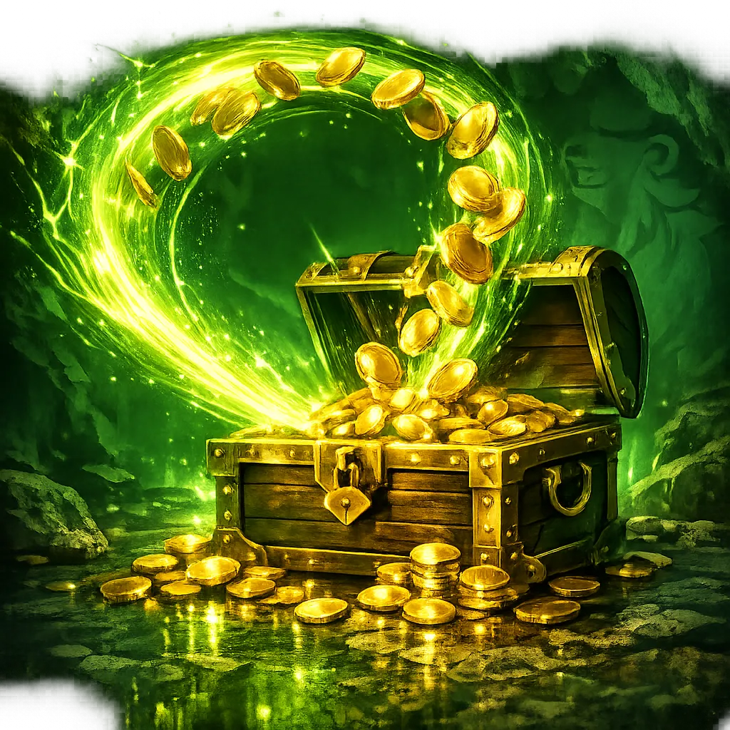 Golden coin with circular arrows glowing with vibrant primary color energy, smaller coins orbiting in motion blur cashback sc