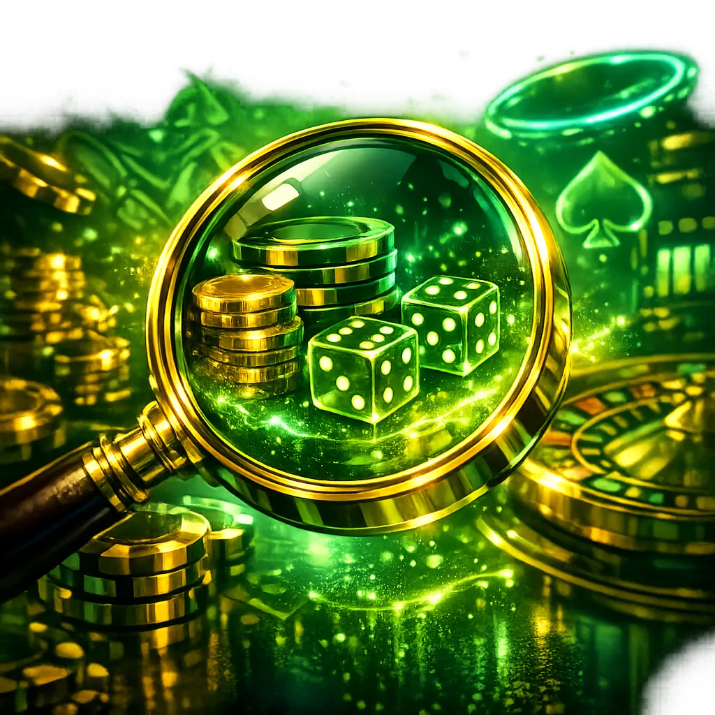 Golden shield with checkmark surrounded by casino chips and cards, glowing with vibrant primary color energy and neon accent